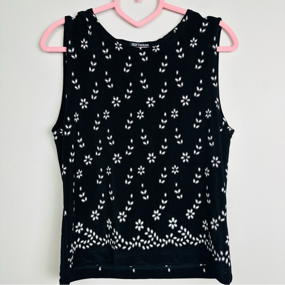 Black and White Floral Women's Blouse